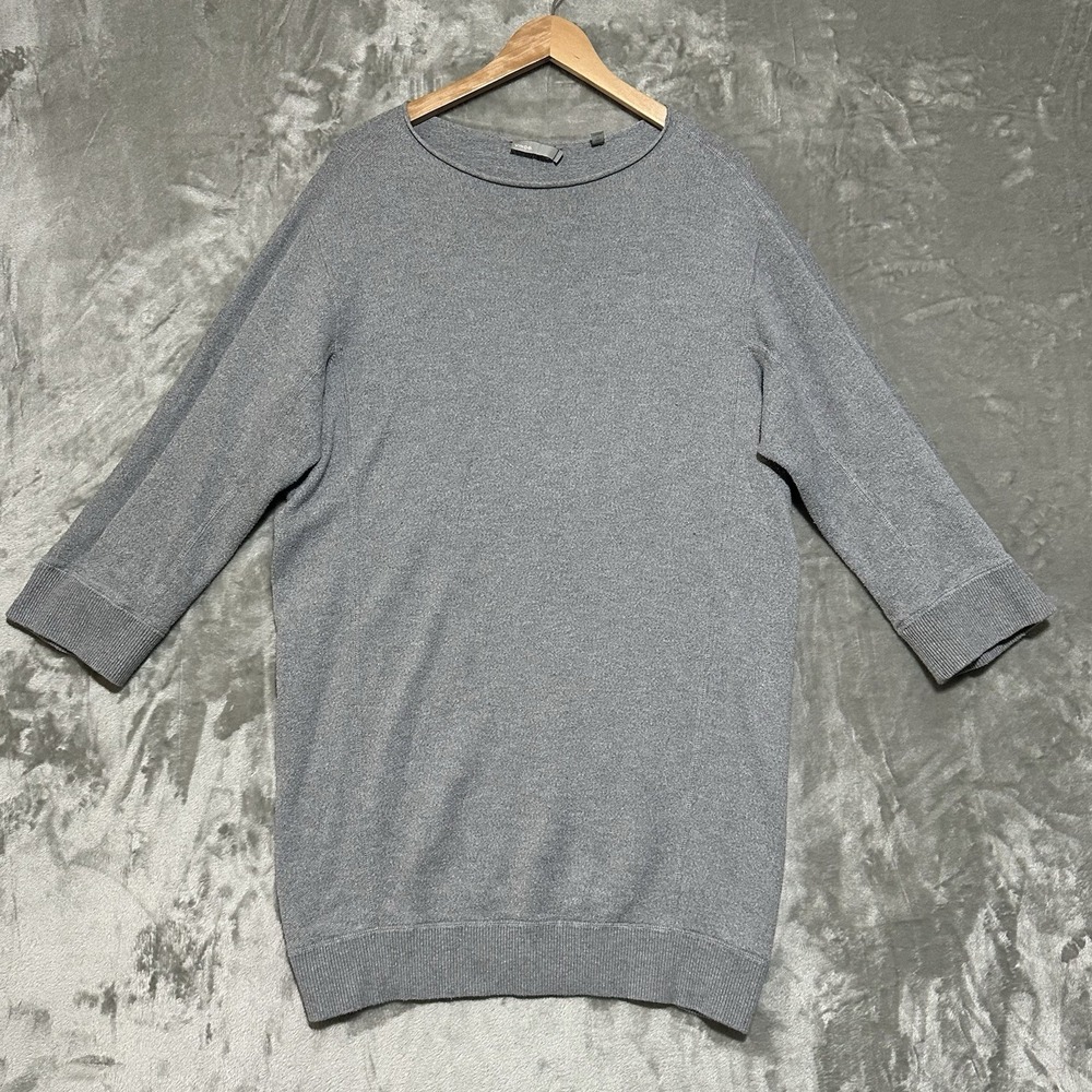 Vince Sweater Dress Womens Small Gray Oversized Tunic Lagenlook Layering Cozy